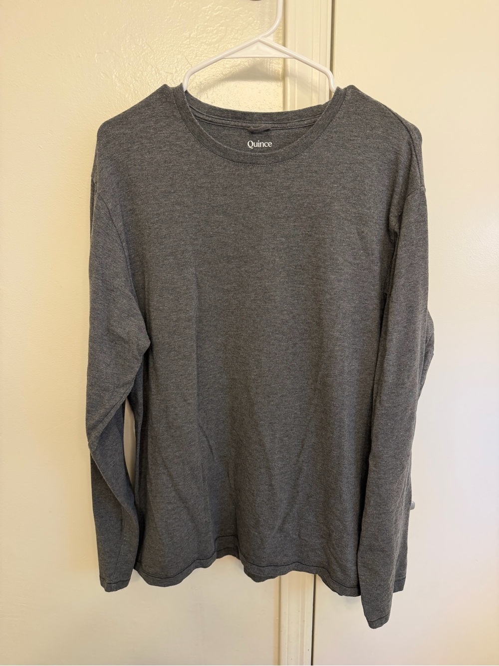 Quince Men's Long-Sleeve Crewneck Gray Tee Cotton Blend Size Large